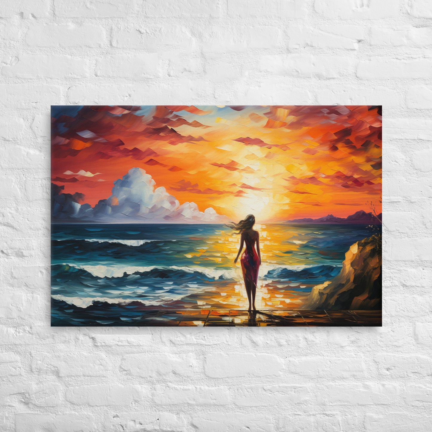 Artguilty 1042 - The Girl With The Setting Sun - Leonid Afremov - Canvas 36"x24"